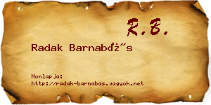 Radak Barnabás névjegykártya